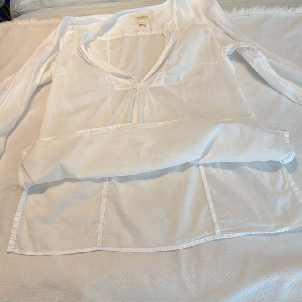 American Eagle Outfitters Lightweight White Cotton Blouse Top Boho Beachy Sz 14 - Picture 5 of 10